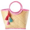 Rice - Raffia Bag with Pom Poms - Sac -sacoches Soldes rice raffia bag with pom poms sac